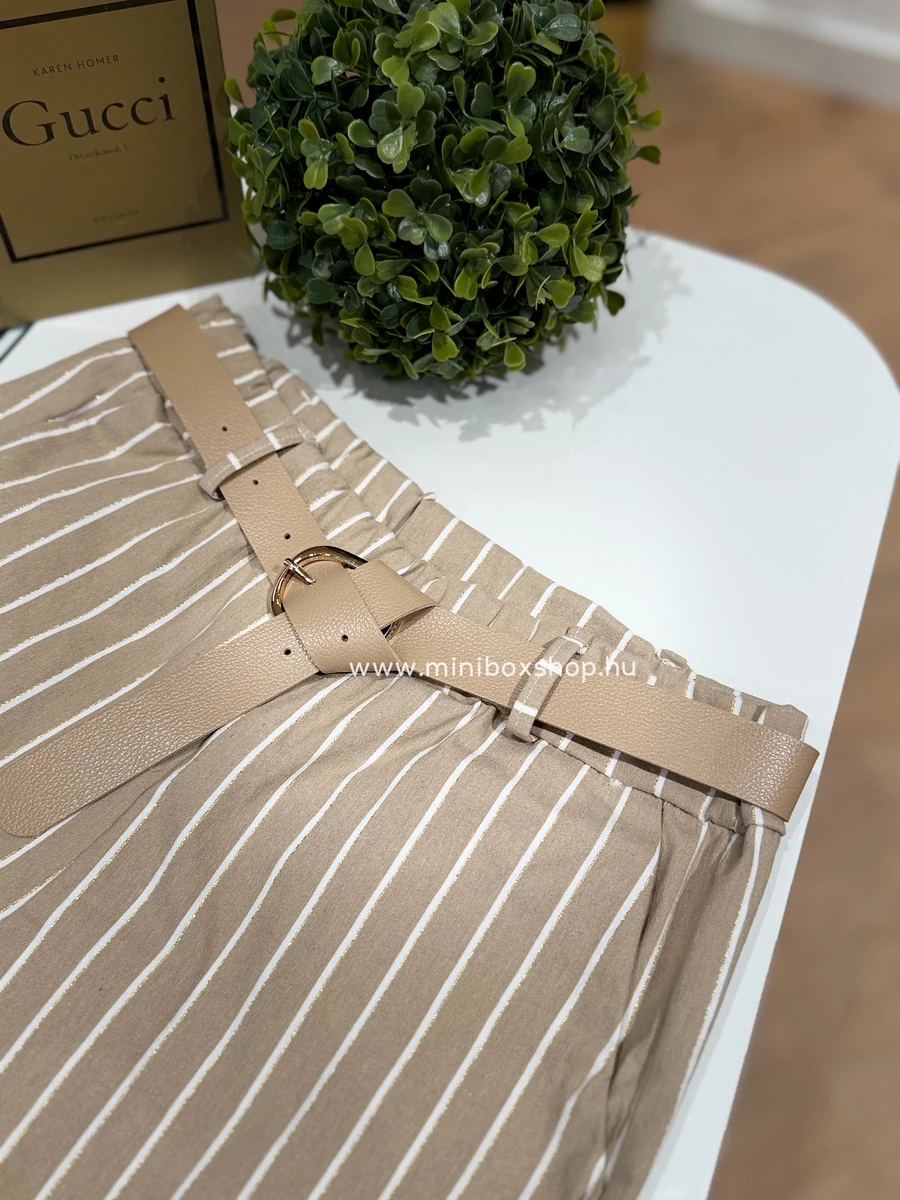 STEFFI gumis derekú csíkos nadrág - övvel