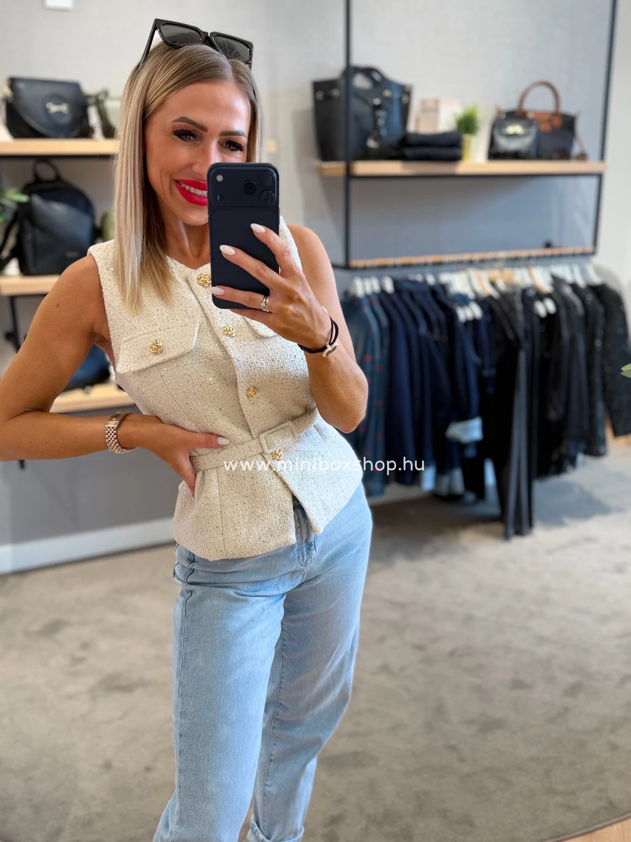 TWEED mellény - arany gombokkal - övvel