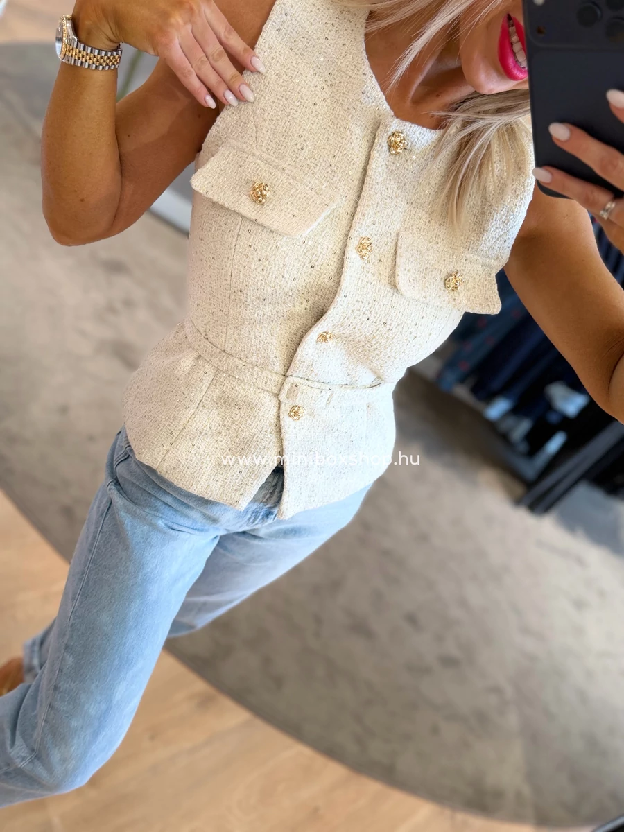 TWEED mellény - arany gombokkal - övvel