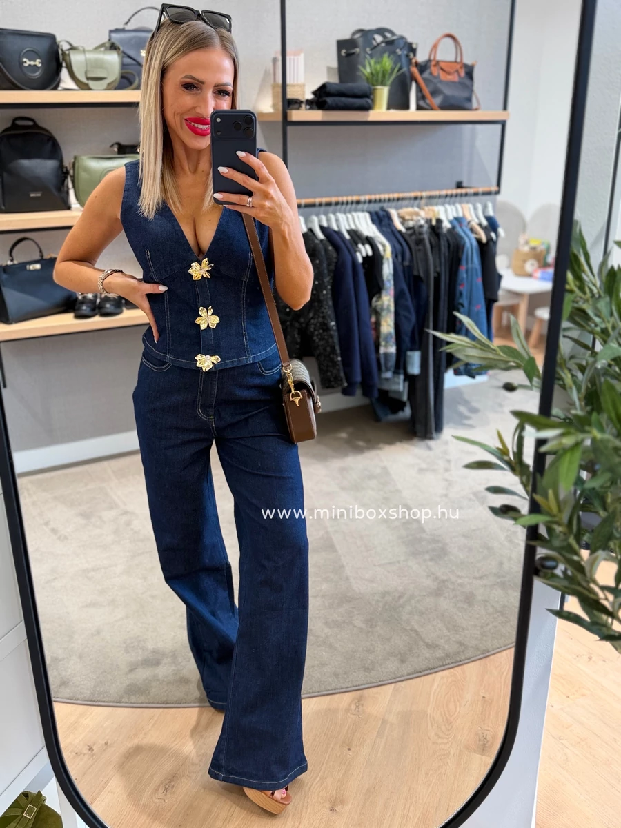 DENIM szett - mellénnyel - gumis derekú nadràggal