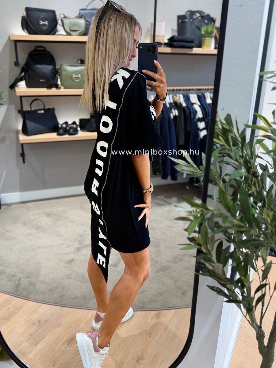 AWAY asszimetrikus tunikaruha - cipzar diszítéssel