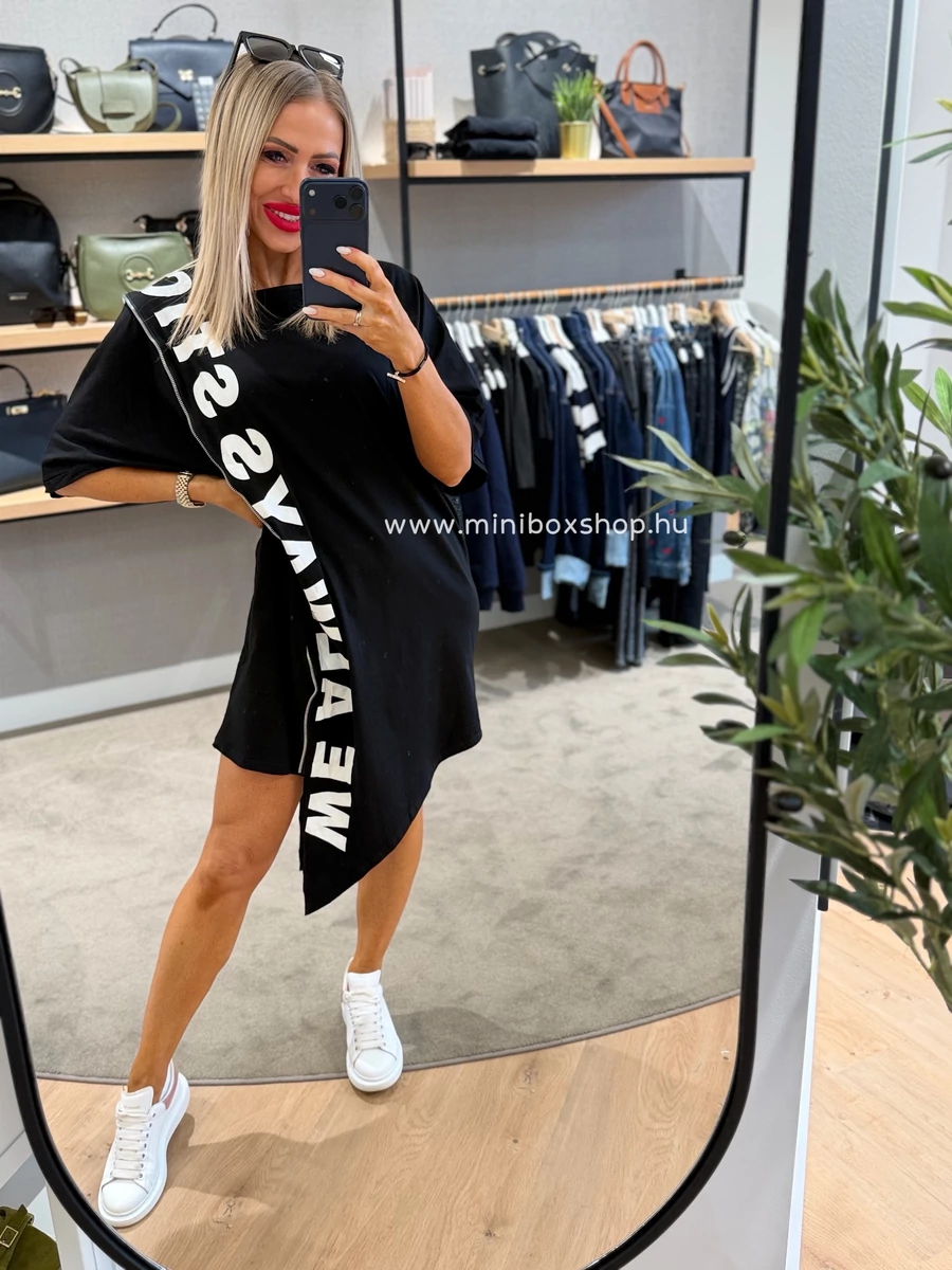 AWAY asszimetrikus tunikaruha - cipzar diszítéssel