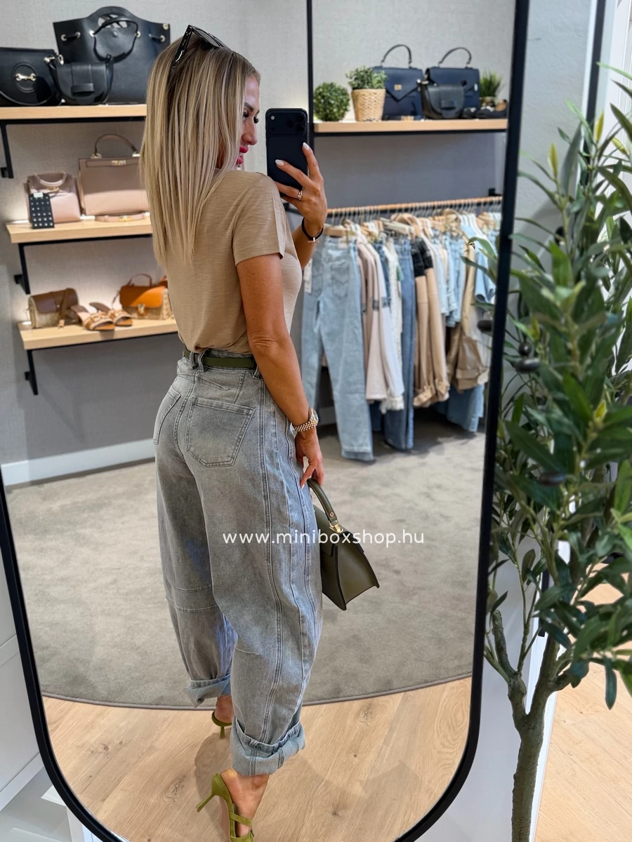 LEILA Barrel gray farmernadrág