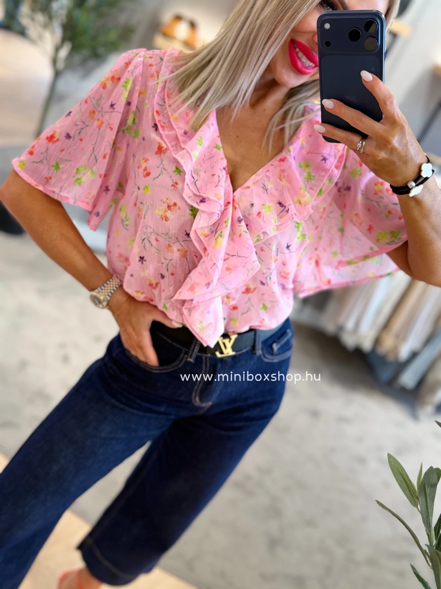 MINA Flowers felső - fodorral