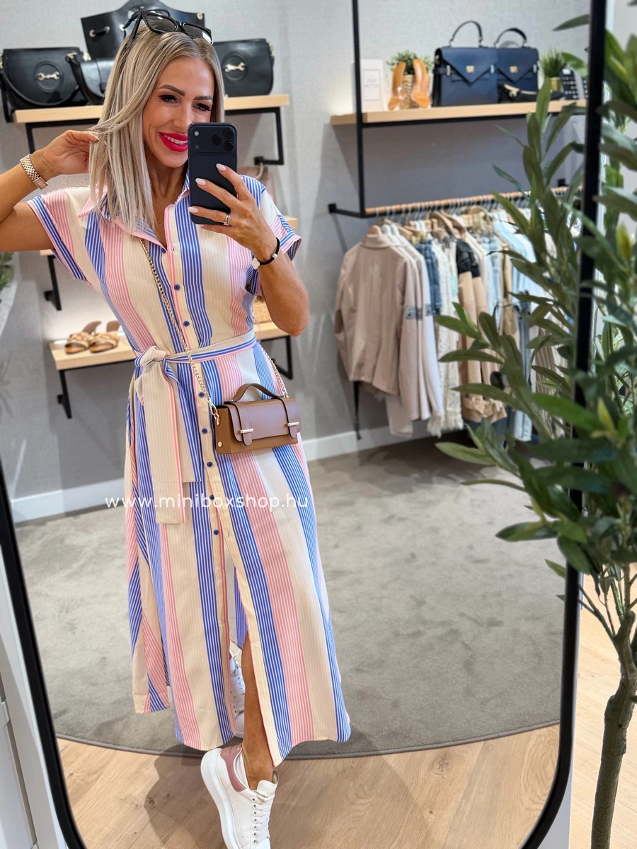 SUZY rövidujjú csíkos ruha - övvel