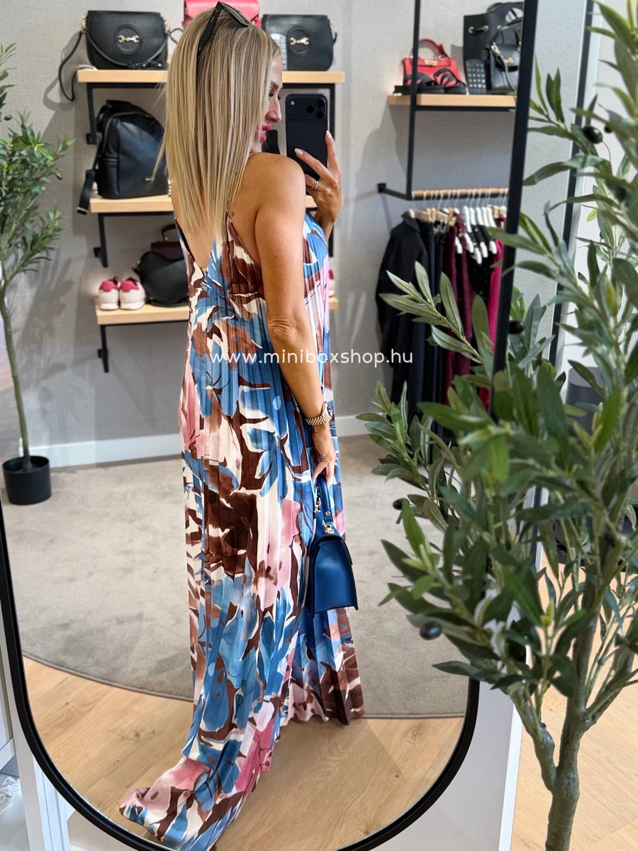 LAMIA plisszírozott mintás ruha - állítható pánttal