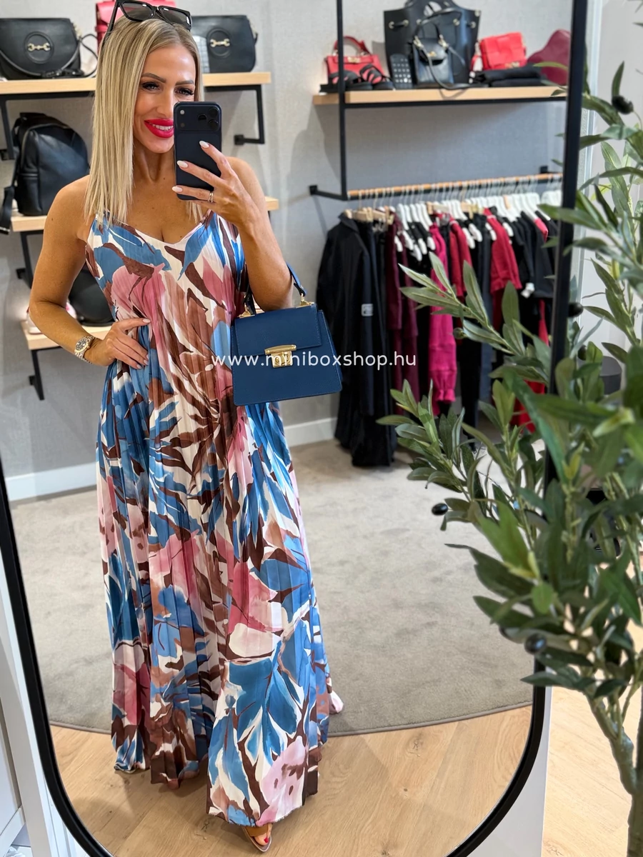 LAMIA plisszírozott mintás ruha - állítható pánttal