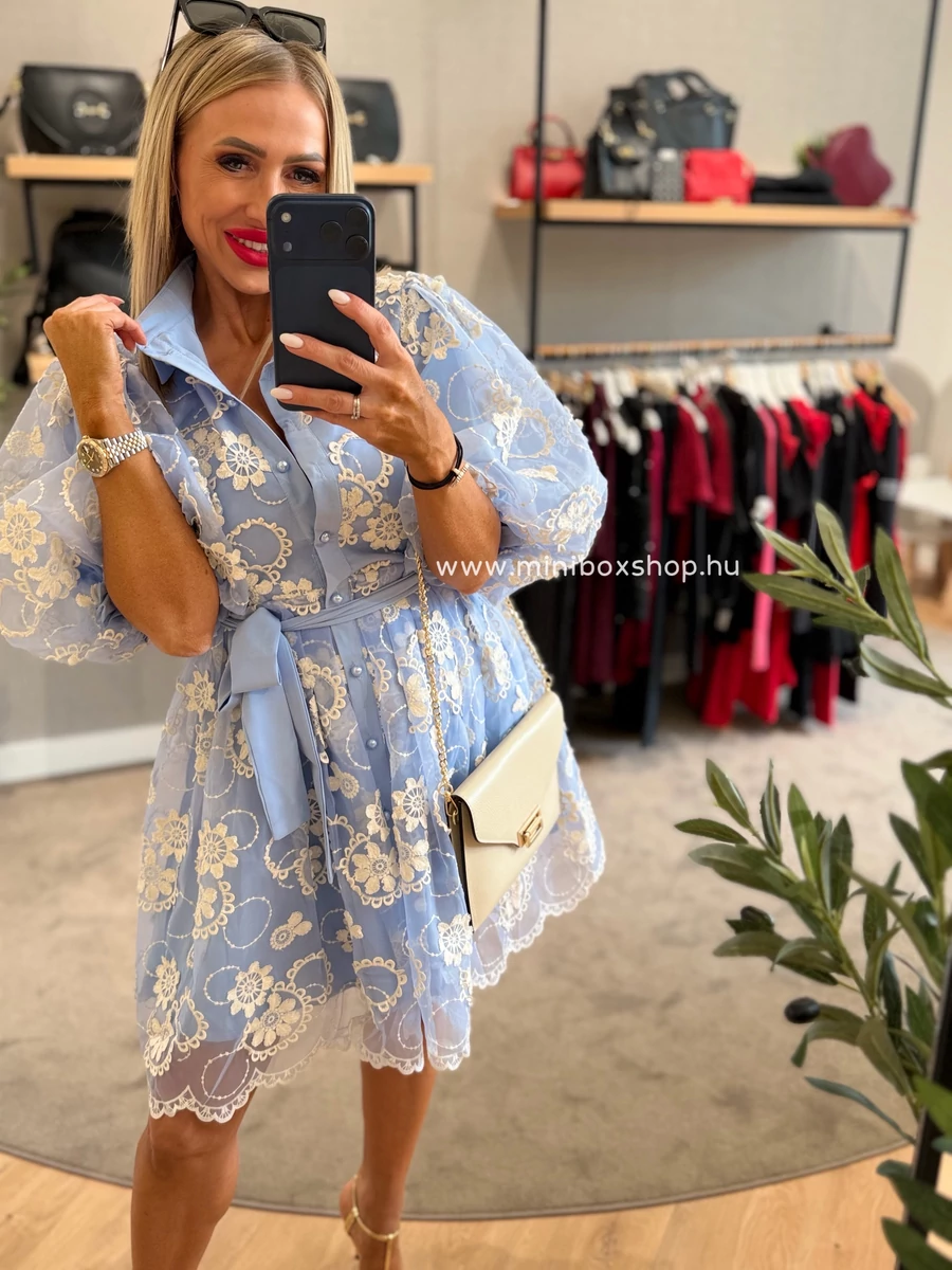 FROZEN hímzett kétrétegű ruha - övvel