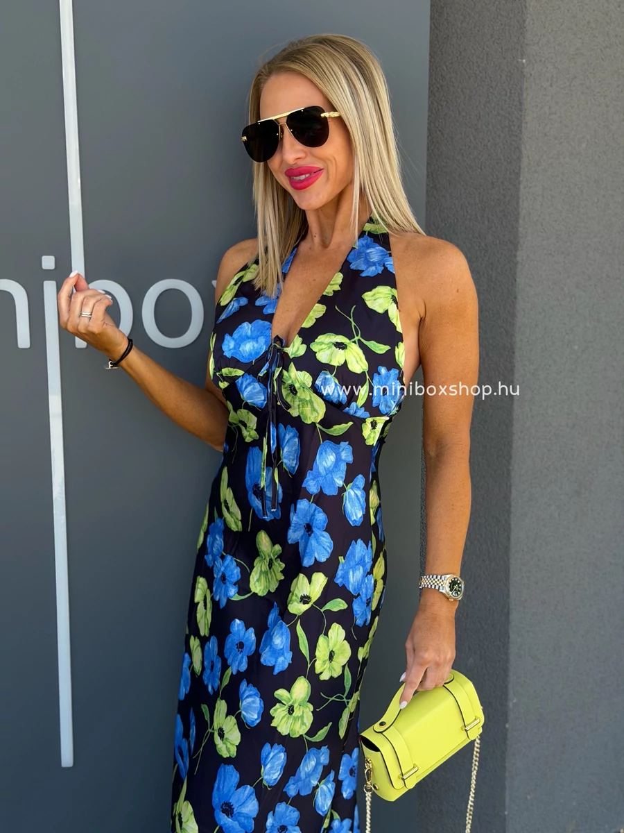 LENDRA szatèn virágmintás ruha